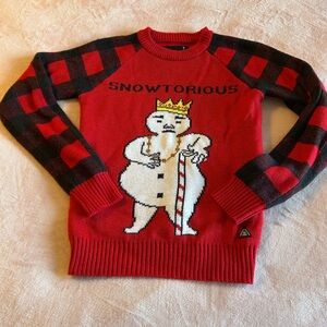 American Stitch Snowtorious red and black ugly holiday sweater size S